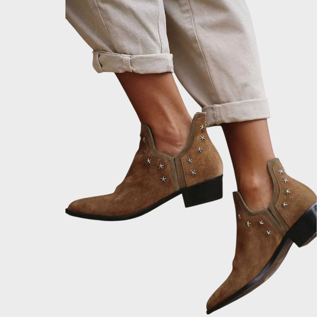 Paola | Botine din piele întoarsă cu vârf ascuțit, stil elegant