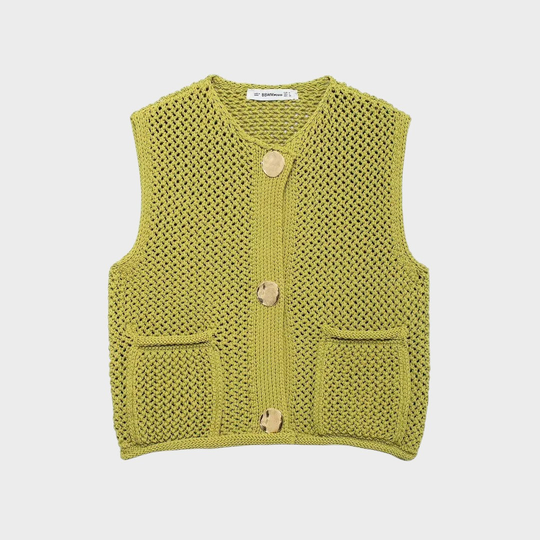 vestă tricotată damă Angel bej elegantă