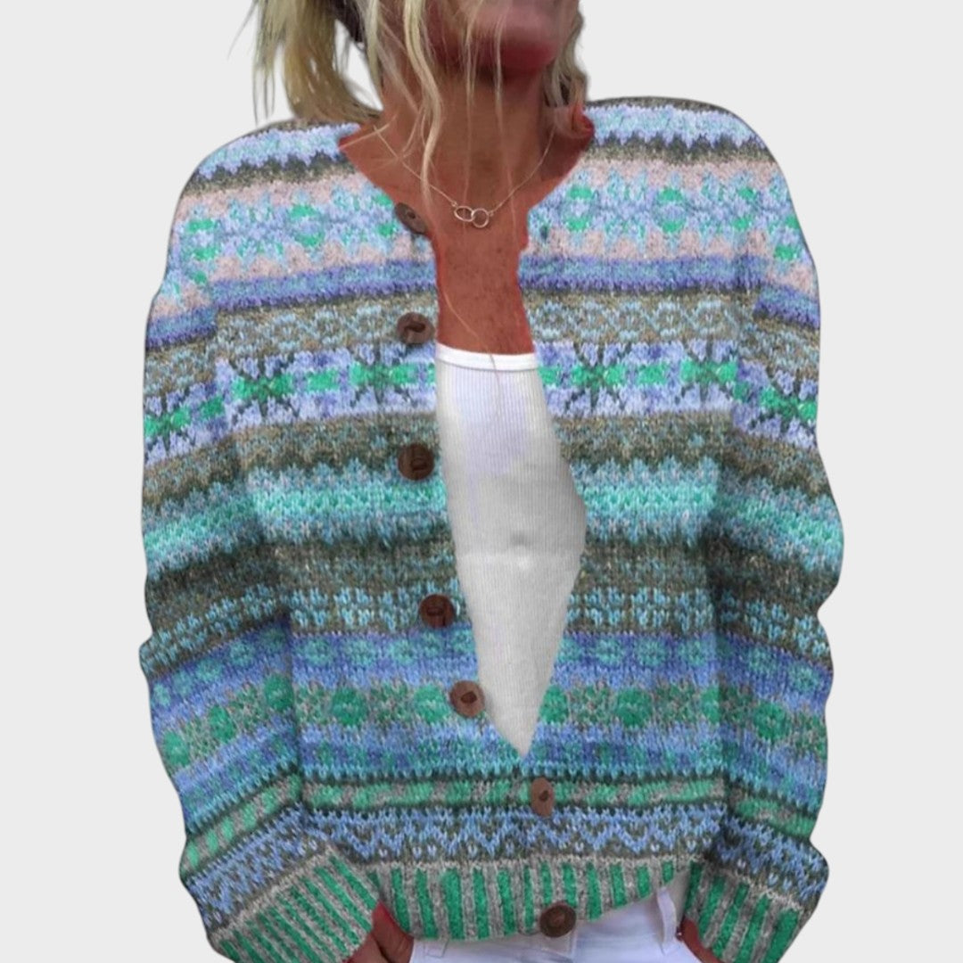 cardigan cu nasturi damă Zandra purtat casual