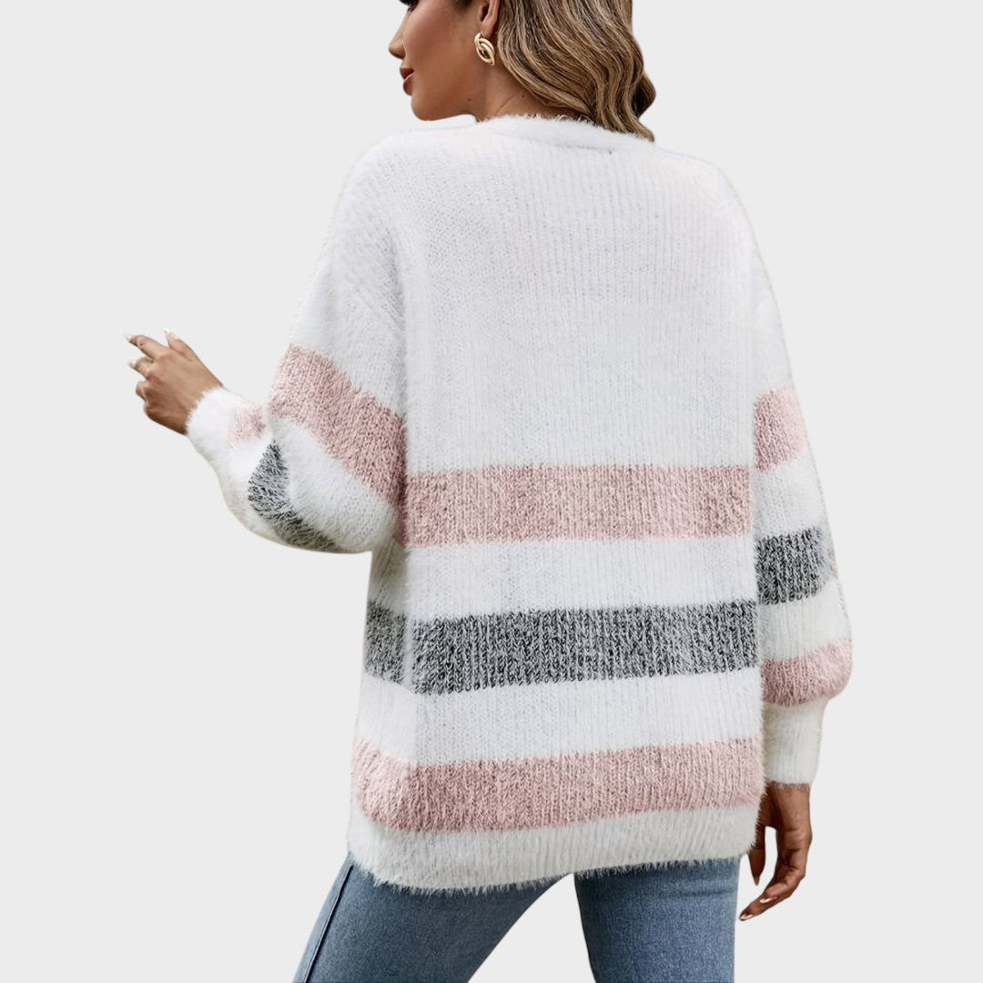 cardigan lung damă Lisa detalii cusături fine