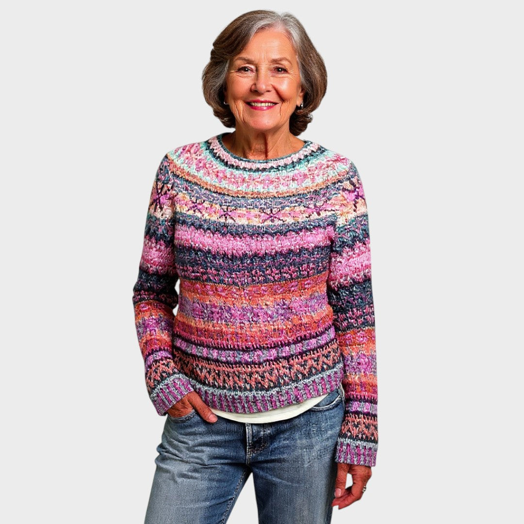 Pulover cu model Eleanora față gri