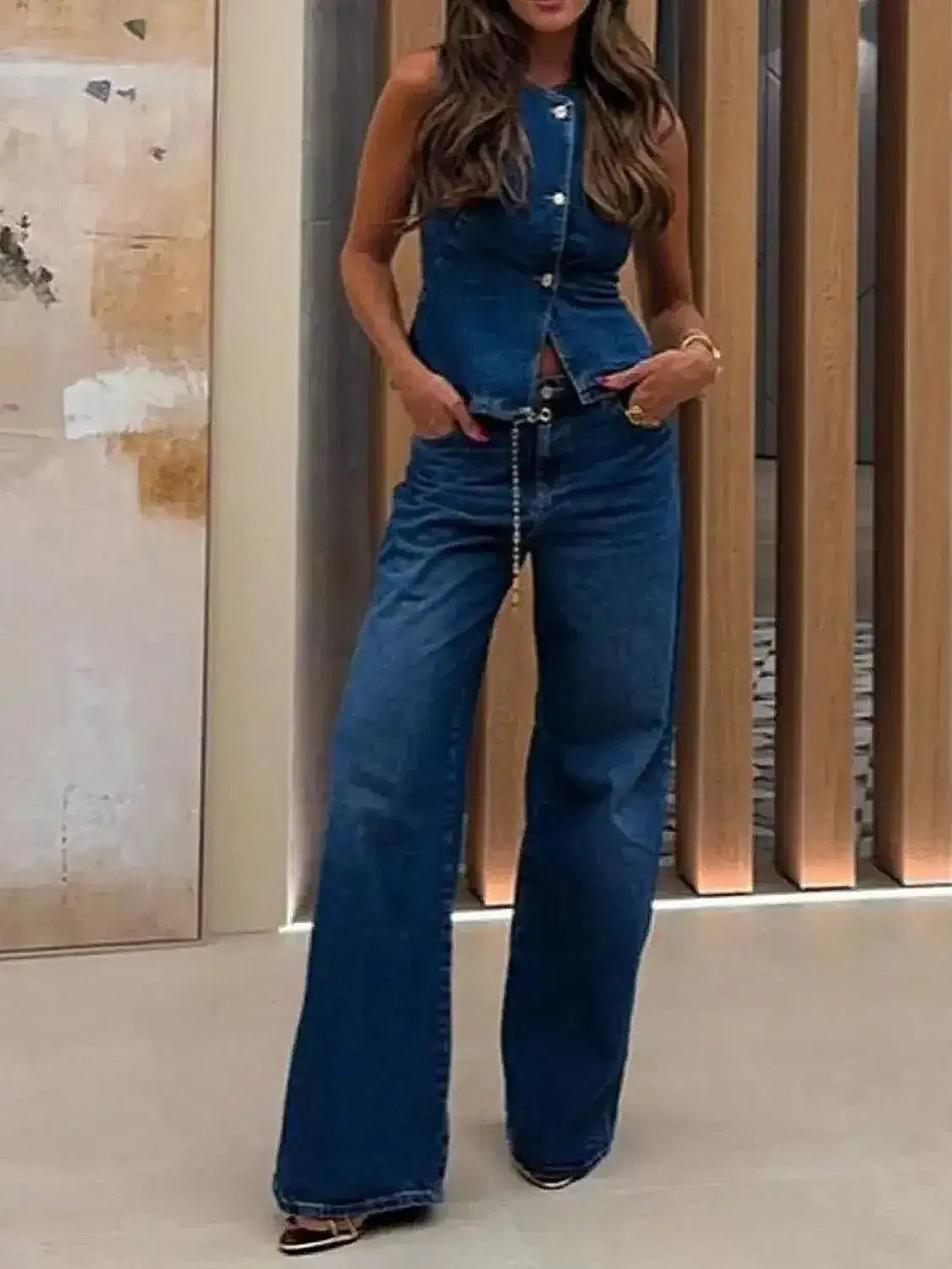 Lota set din denim elegant față