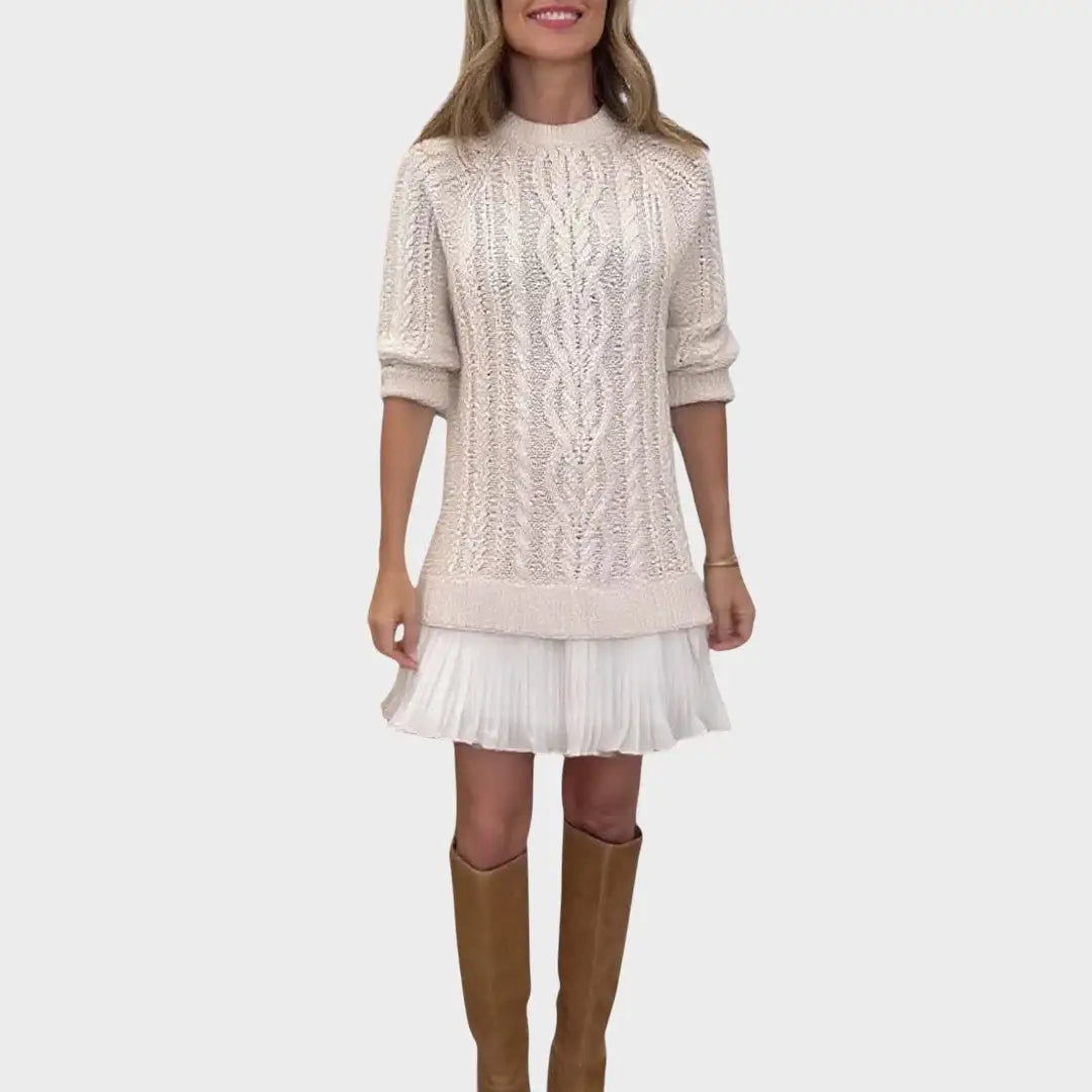rochie din tricot cu cădere naturală Stefania purtată elegant